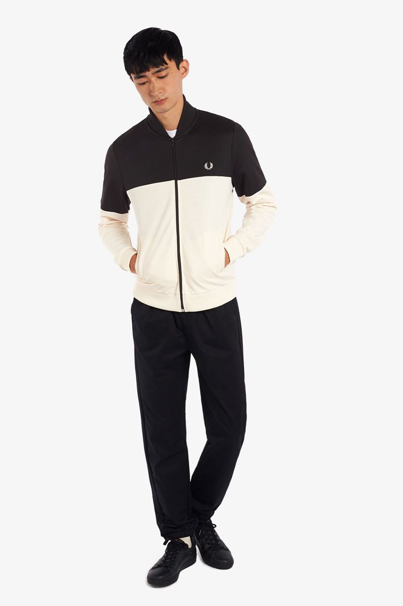 Men's Fred Perry Colour Block Track Jackets Black | 0358972-IM