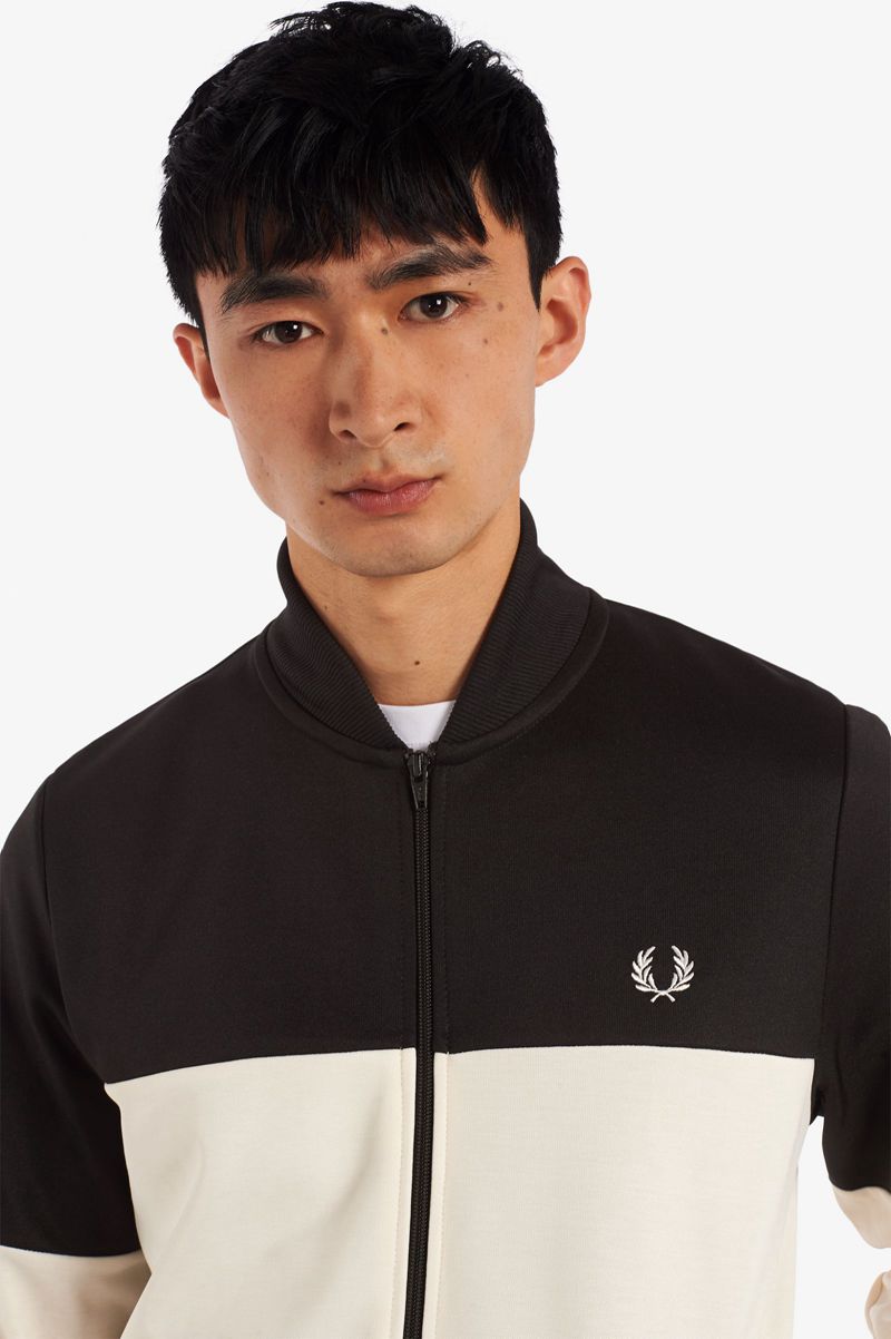 Men's Fred Perry Colour Block Track Jackets Black | 0358972-IM