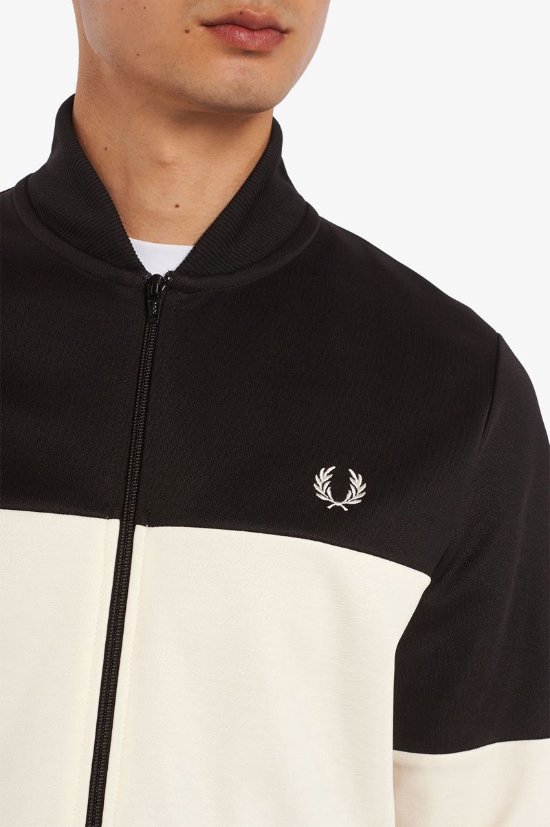 Men's Fred Perry Colour Block Track Jackets Black | 0358972-IM