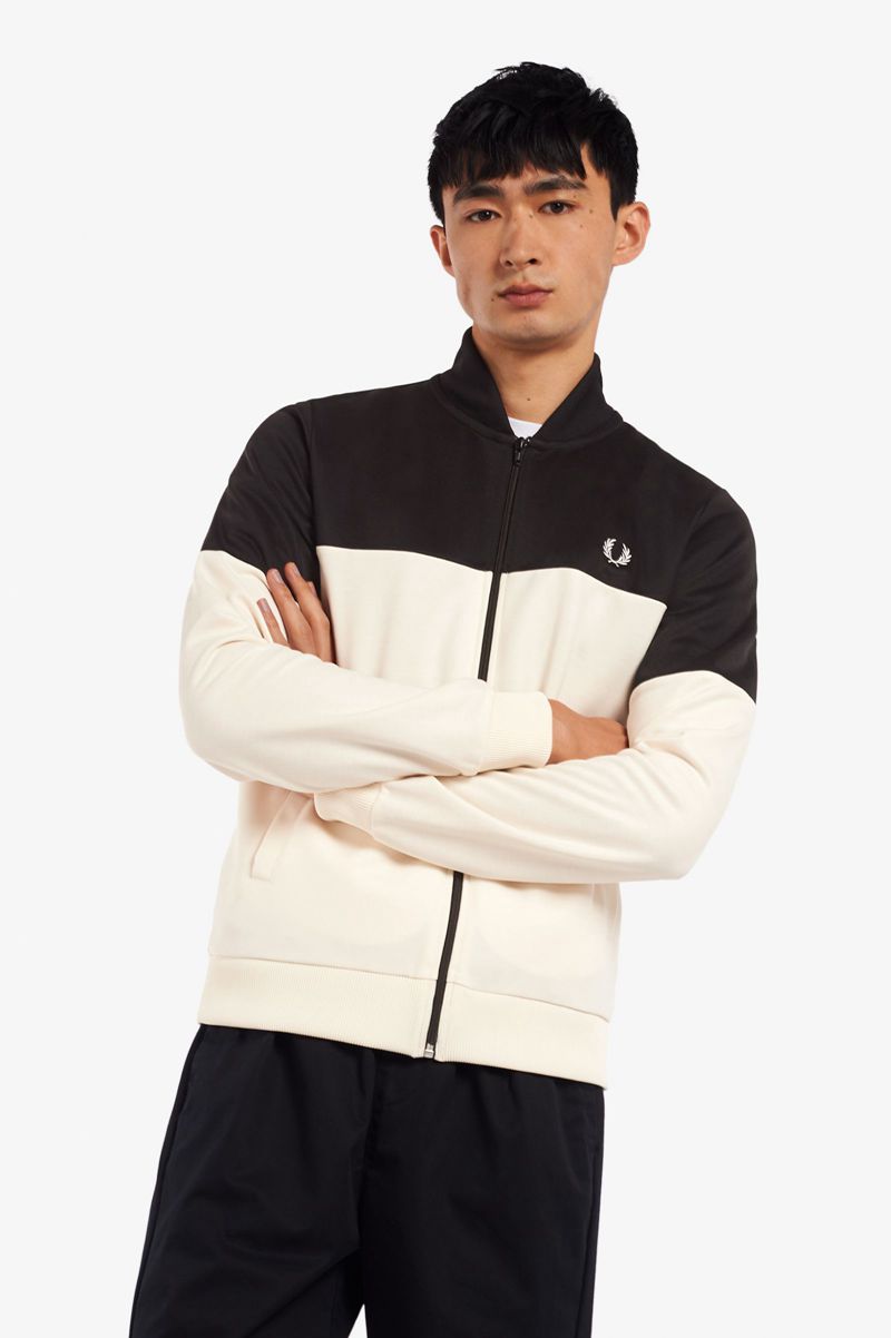 Men\'s Fred Perry Colour Block Track Jackets Black | 0638247-YP