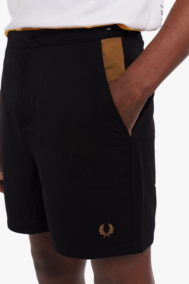 Men's Fred Perry Contrast Panel Swim Shorts Black | 5963148-GC