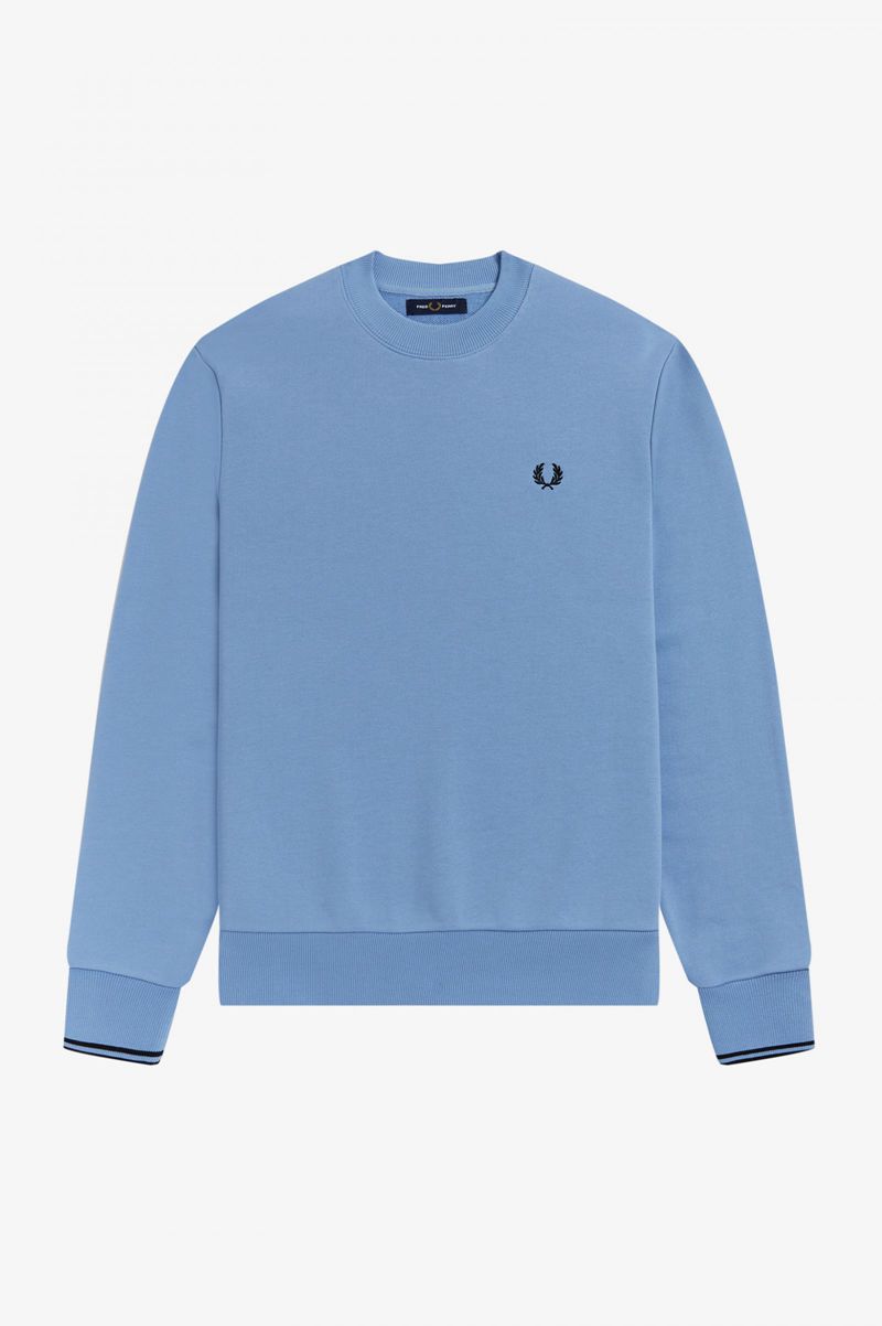 Men's Fred Perry Crew Neck Sweatshirts Blue | 5147869-ZM