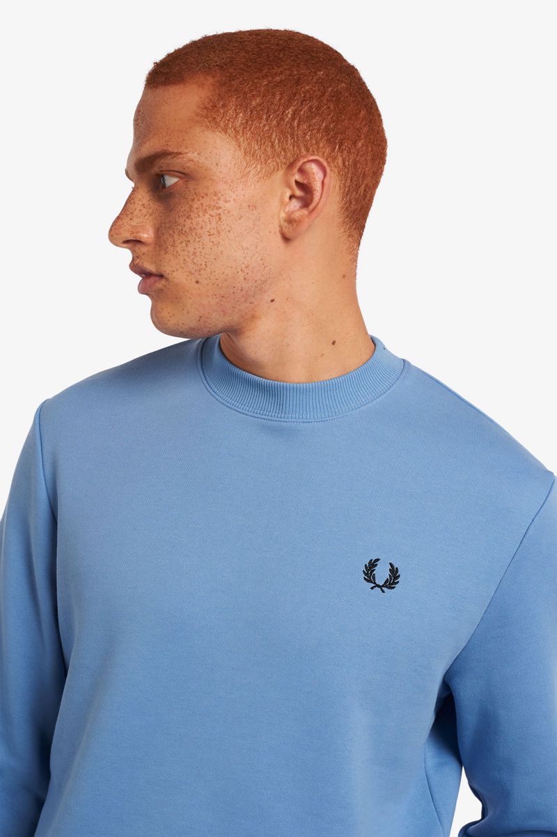 Men's Fred Perry Crew Neck Sweatshirts Blue | 5147869-ZM