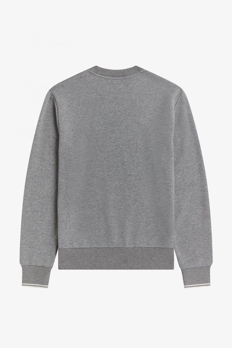 Men's Fred Perry Crew Neck Sweatshirts Grey | 2189406-FW