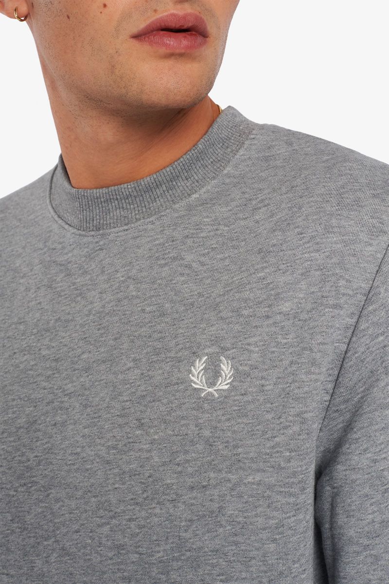 Men's Fred Perry Crew Neck Sweatshirts Grey | 2189406-FW