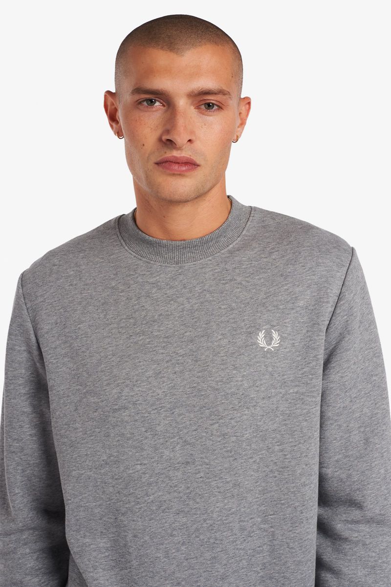 Men\'s Fred Perry Crew Neck Sweatshirts Grey | 5961847-JL