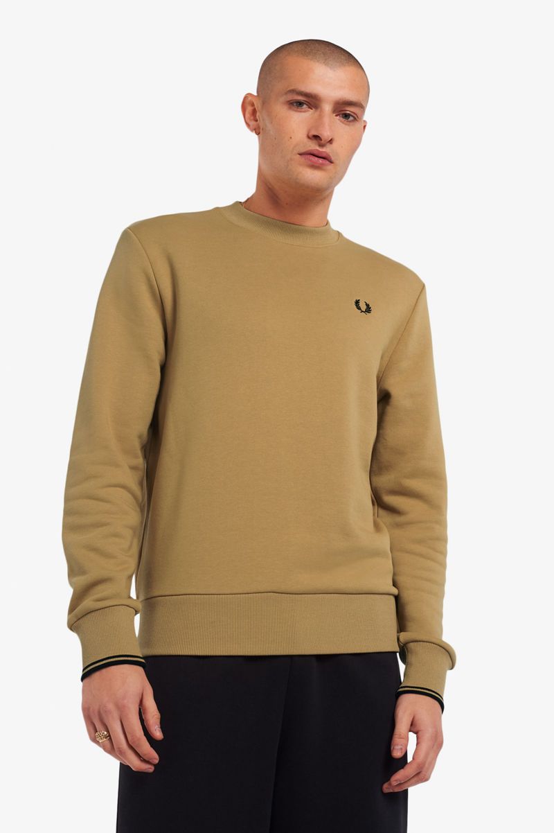 Men\'s Fred Perry Crew Neck Sweatshirts Grey | 7389016-IL