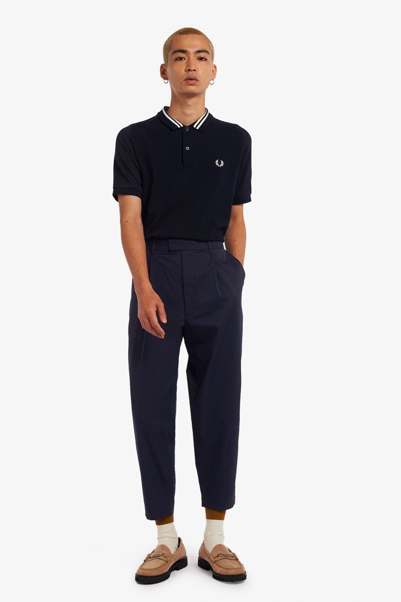 Men's Fred Perry Cropped Pants Navy | 3712645-RU