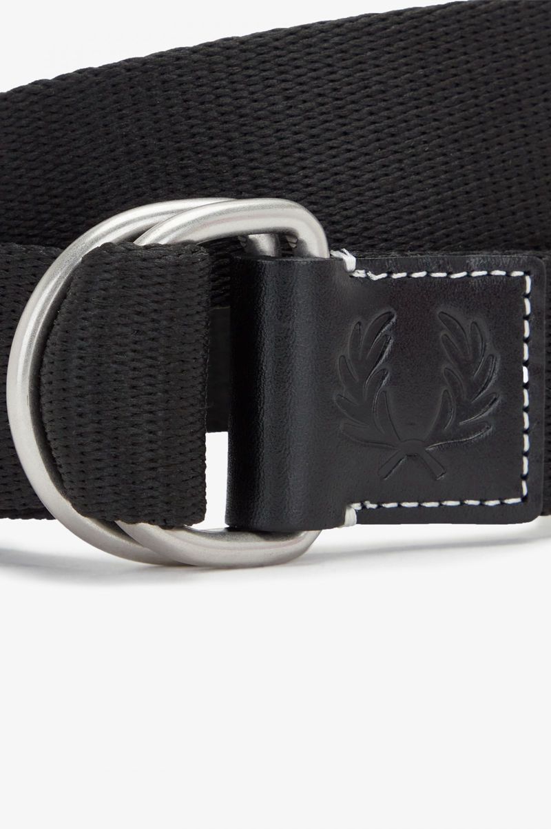 Men's Fred Perry D-Ring Webbing Belts Black | 0342196-HO