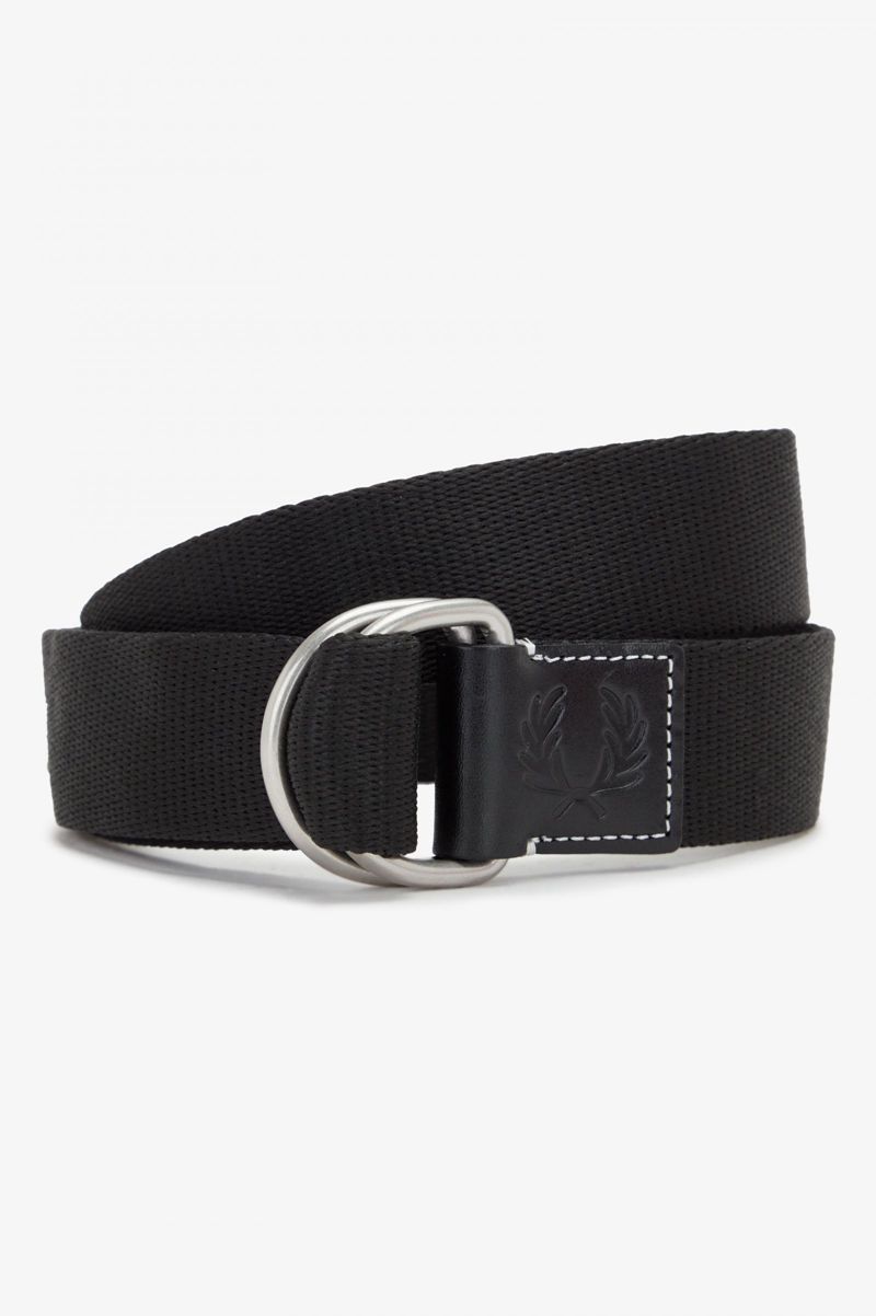 Men\'s Fred Perry D-Ring Webbing Belts Black | 0342196-HO