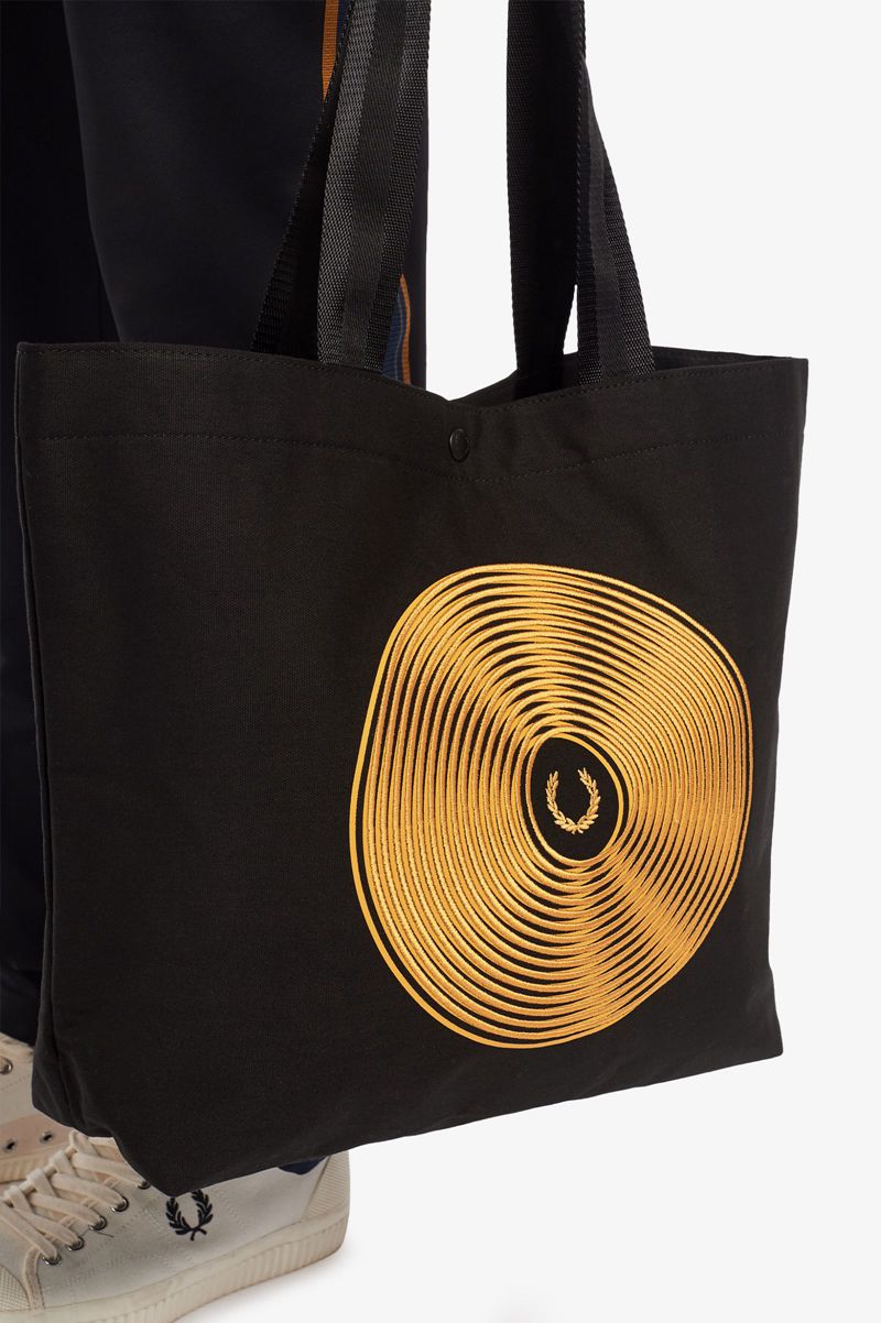 Men's Fred Perry Disc Graphic Tote Bags Black | 6497503-YT