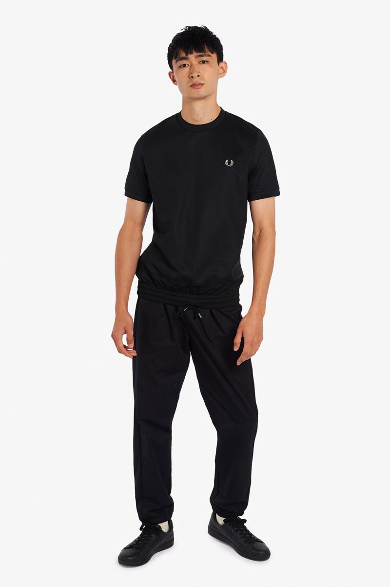 Men's Fred Perry Elasticated Hem T-Shirts Black | 1954376-VJ