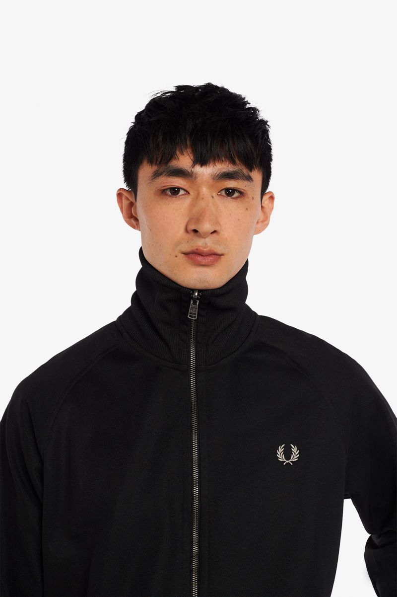 Men's Fred Perry Elasticated Hem Track Jackets Black | 9814732-OC