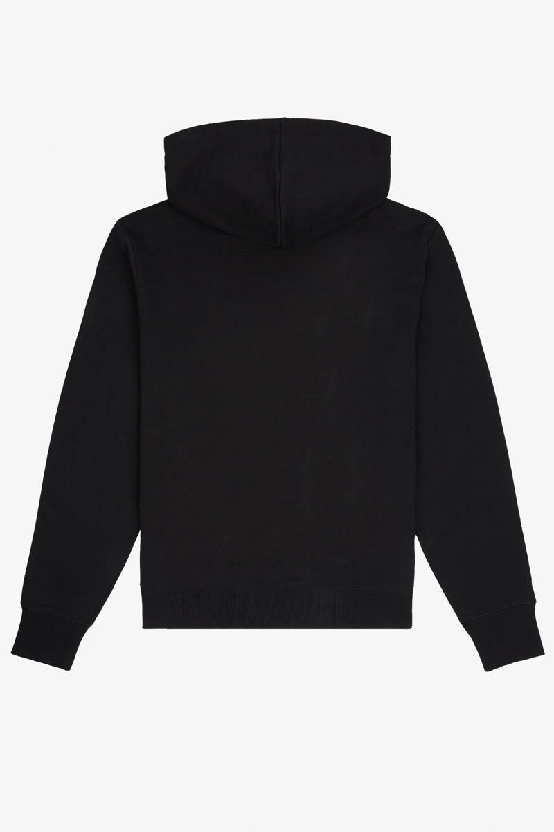 Men's Fred Perry Embroidered Hooded Sweatshirts Black | 1085927-VB