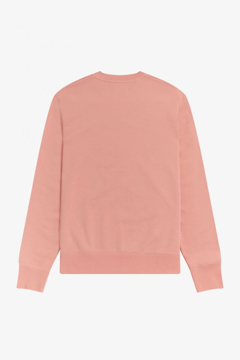 Men's Fred Perry Embroidered Sweatshirts Pink Coral | 5107943-PC