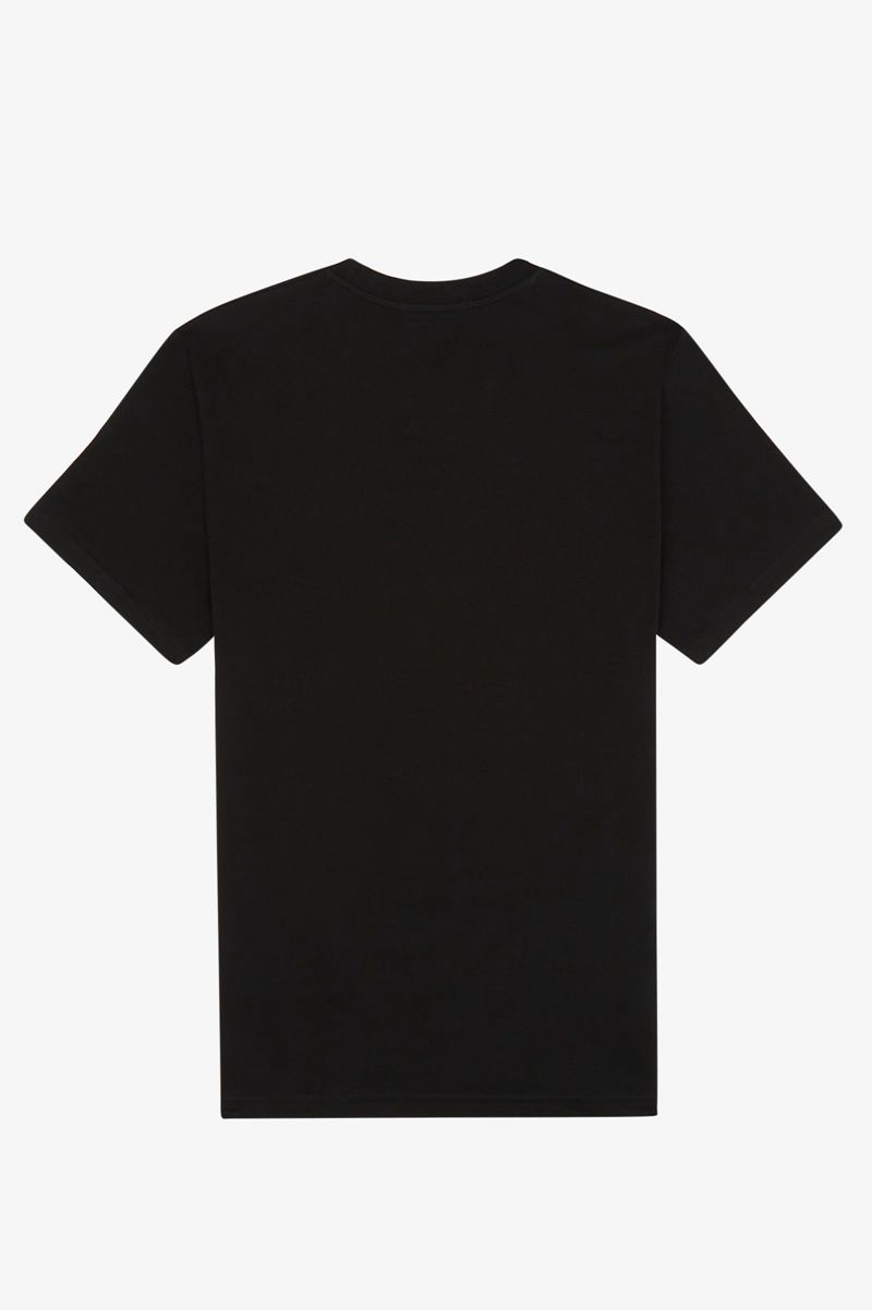 Men's Fred Perry Embroidered T-Shirts Black | 1645097-NK