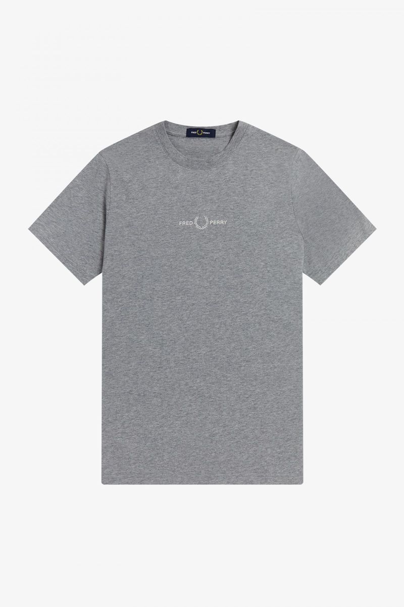 Men's Fred Perry Embroidered T-Shirts Grey | 3258947-DX