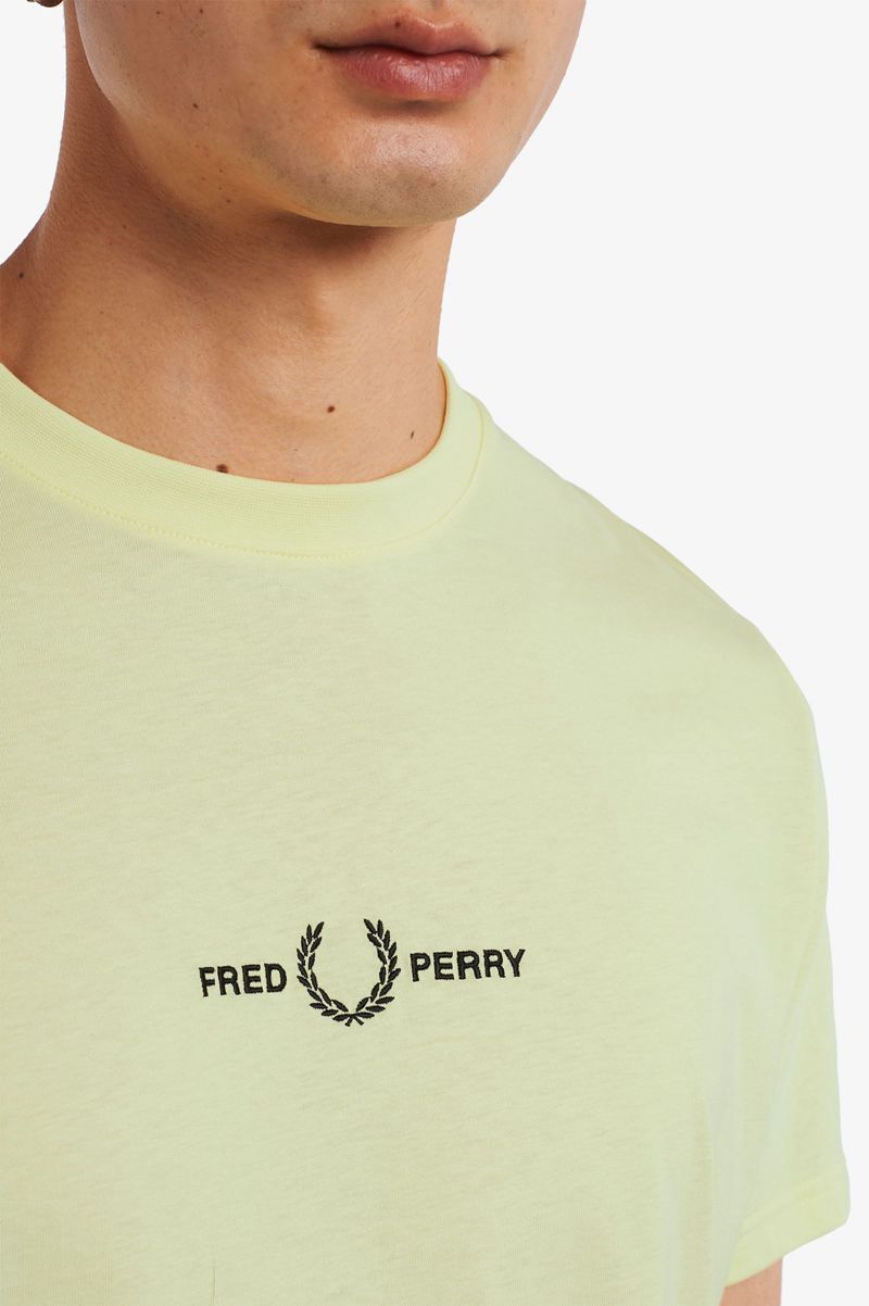 Men's Fred Perry Embroidered T-Shirts Green | 8213746-RL