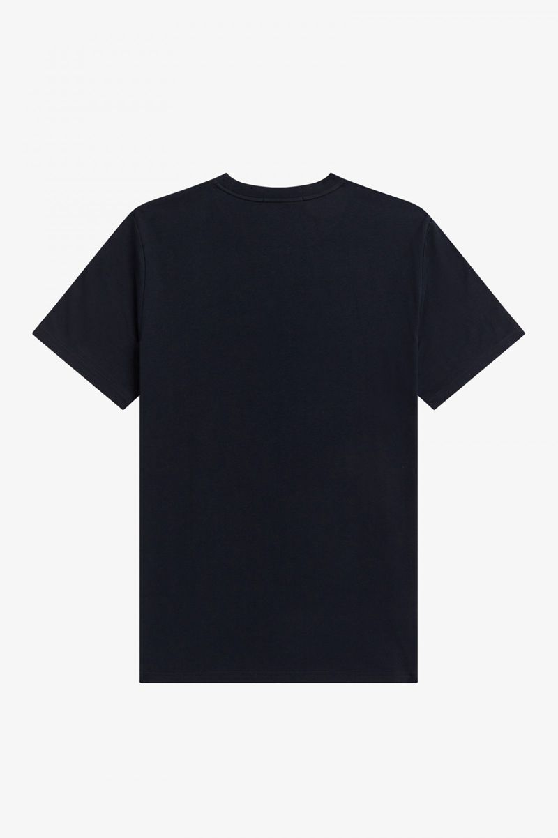 Men's Fred Perry Embroidered T-Shirts Navy | 1406937-FV