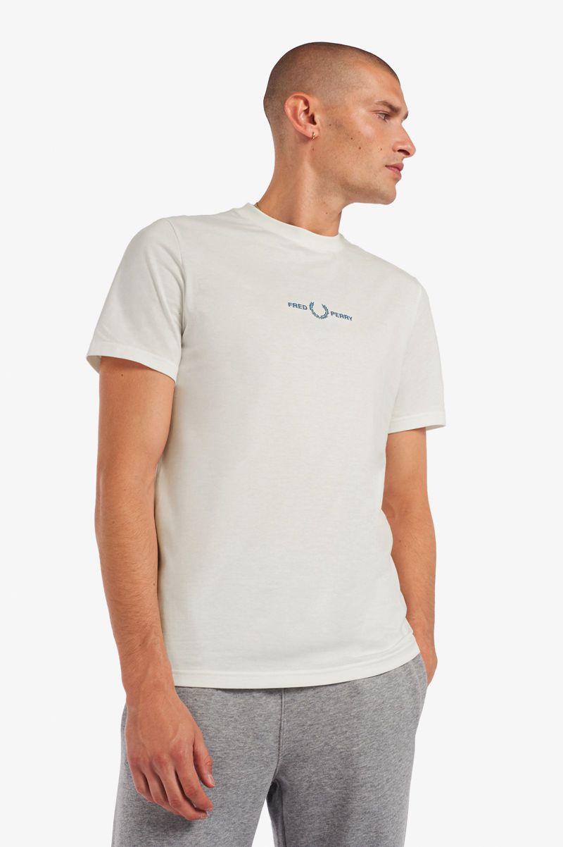 Men's Fred Perry Embroidered T-Shirts White | 0716542-ZF