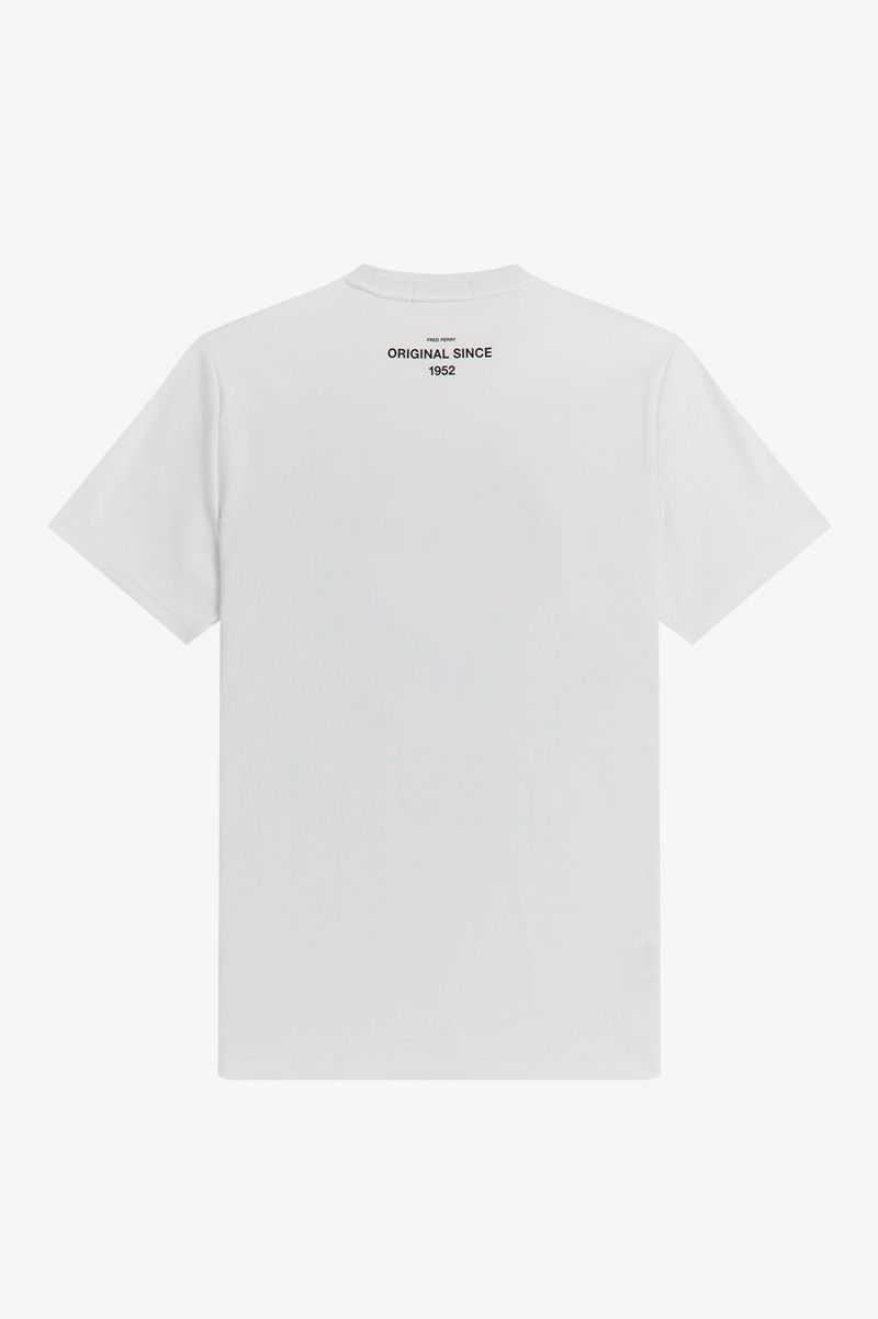 Men's Fred Perry Flock Laurel Wreath T-Shirts White | 0692384-YF