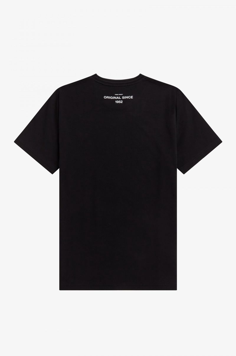 Men's Fred Perry Flock Laurel Wreath T-Shirts Black | 6987130-FX