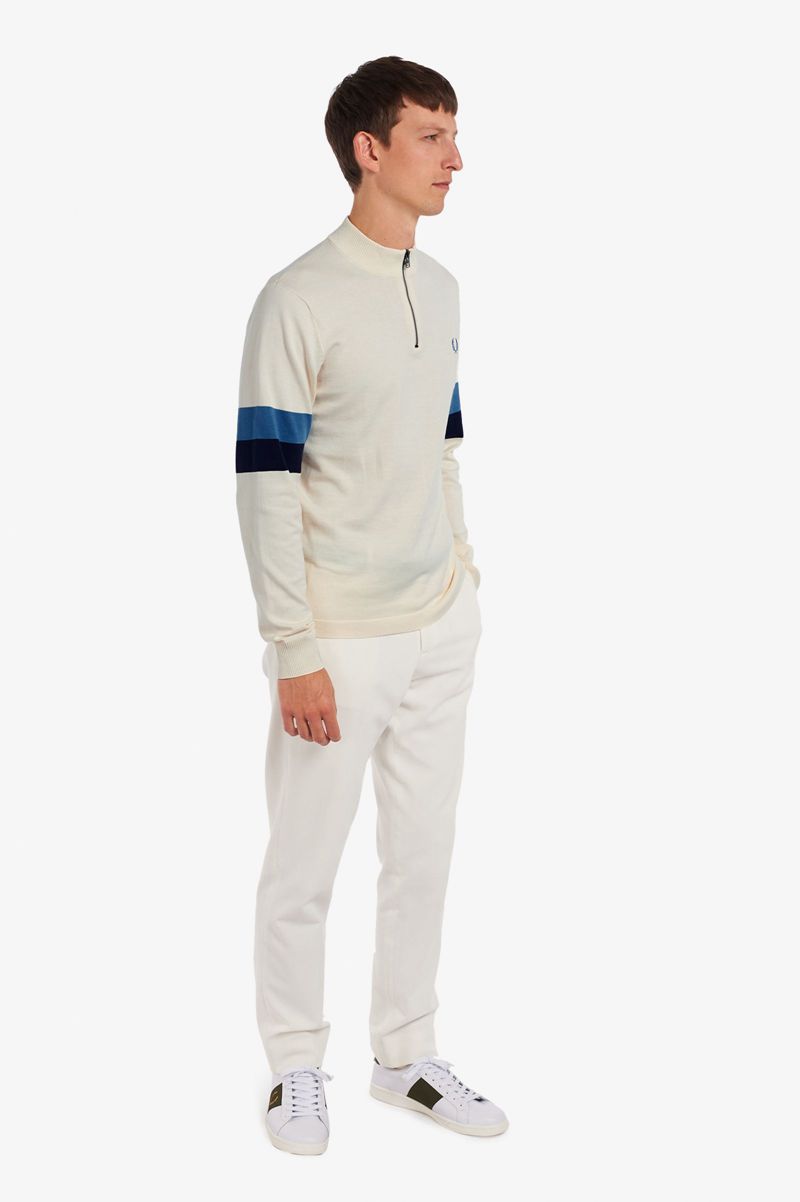 Men's Fred Perry Funnel Neck Knitted Jumper Knitwear White | 4597261-EP