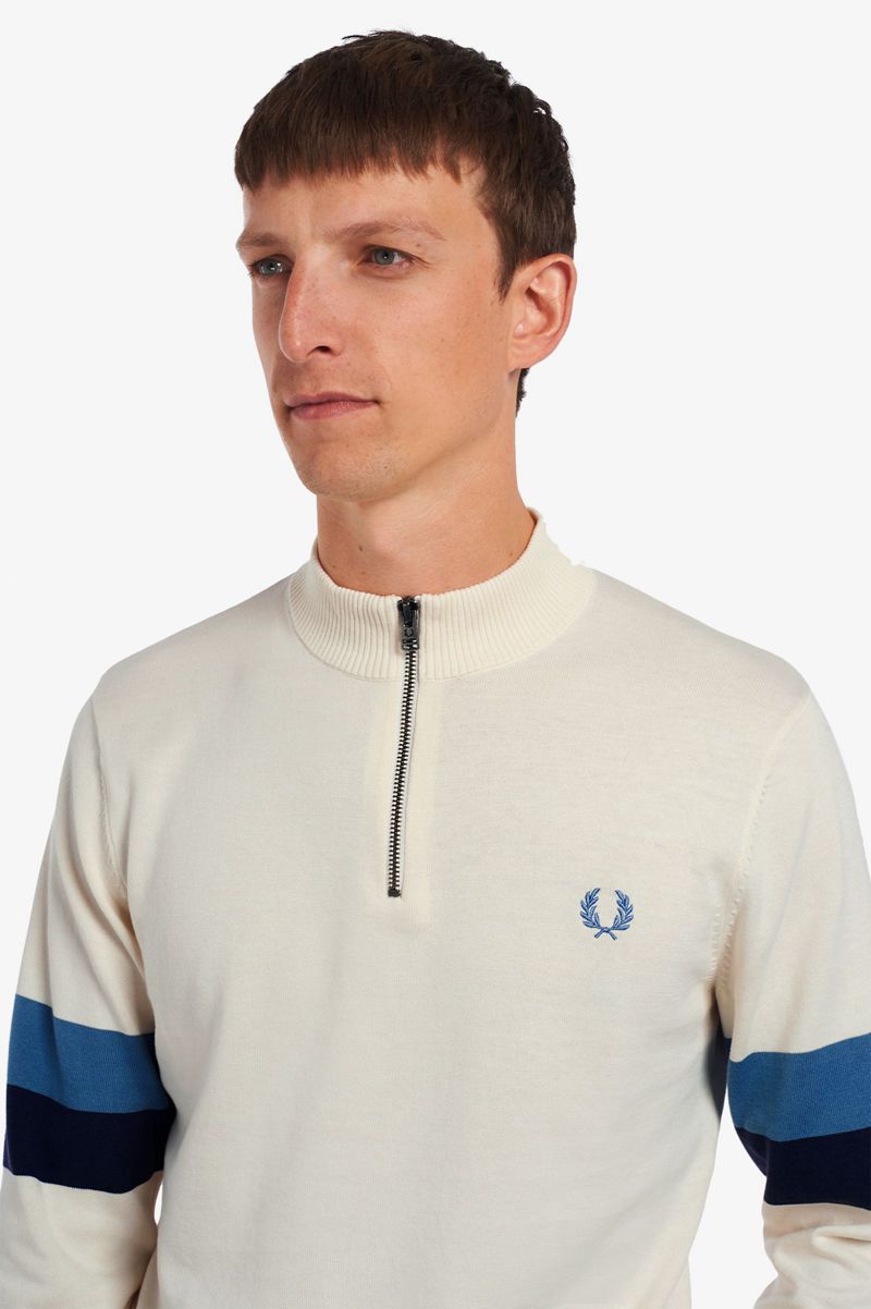 Men's Fred Perry Funnel Neck Knitted Jumper Knitwear White | 4597261-EP