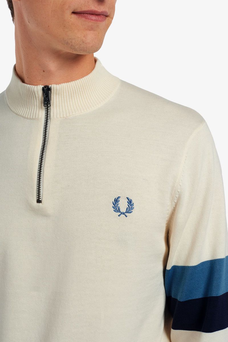 Men's Fred Perry Funnel Neck Knitted Jumper Knitwear White | 4597261-EP