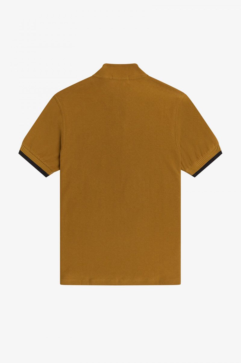 Men's Fred Perry Funnel Neck Polo Shirts Camel | 4091258-AX