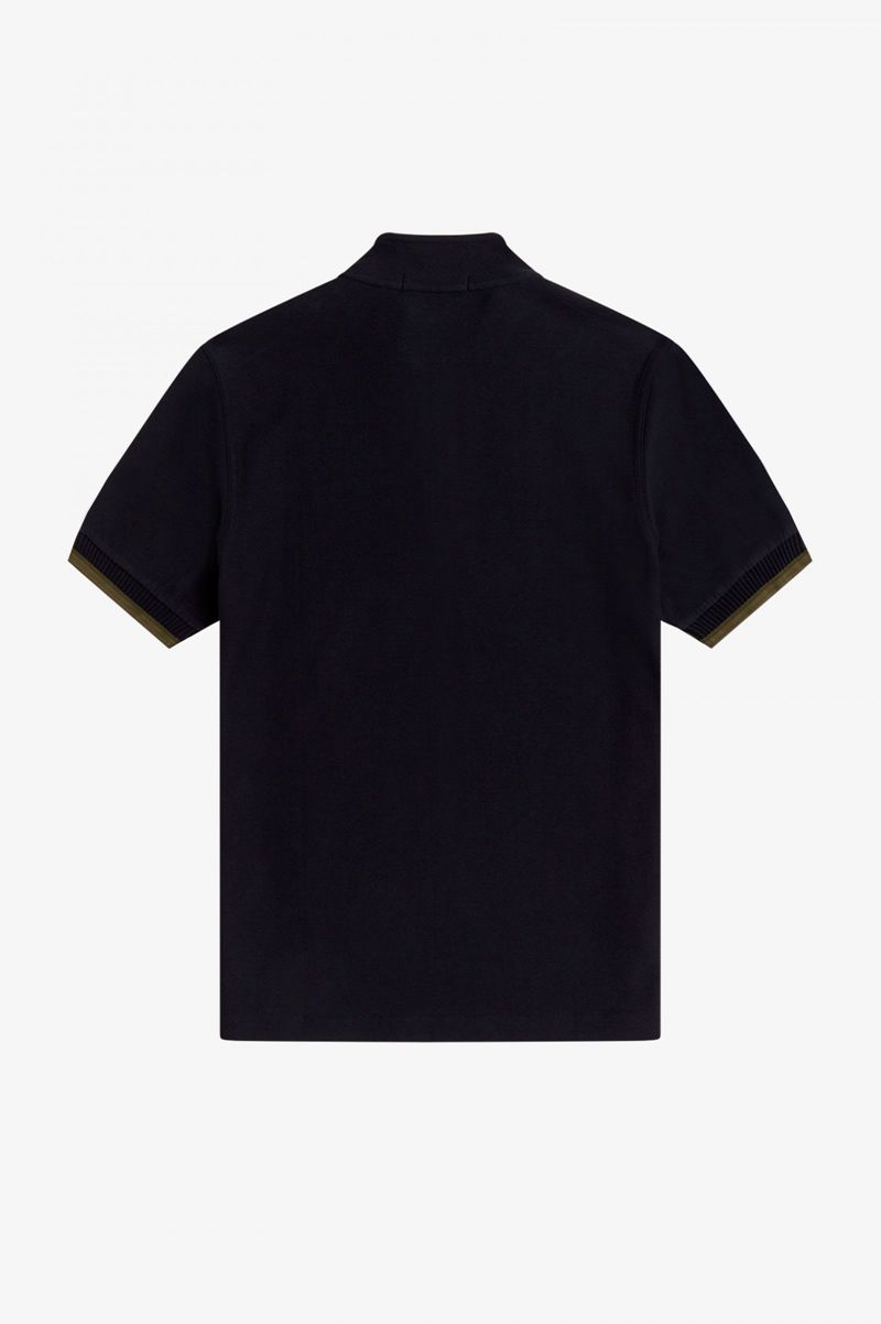 Men's Fred Perry Funnel Neck Polo Shirts Navy | 4152879-TN