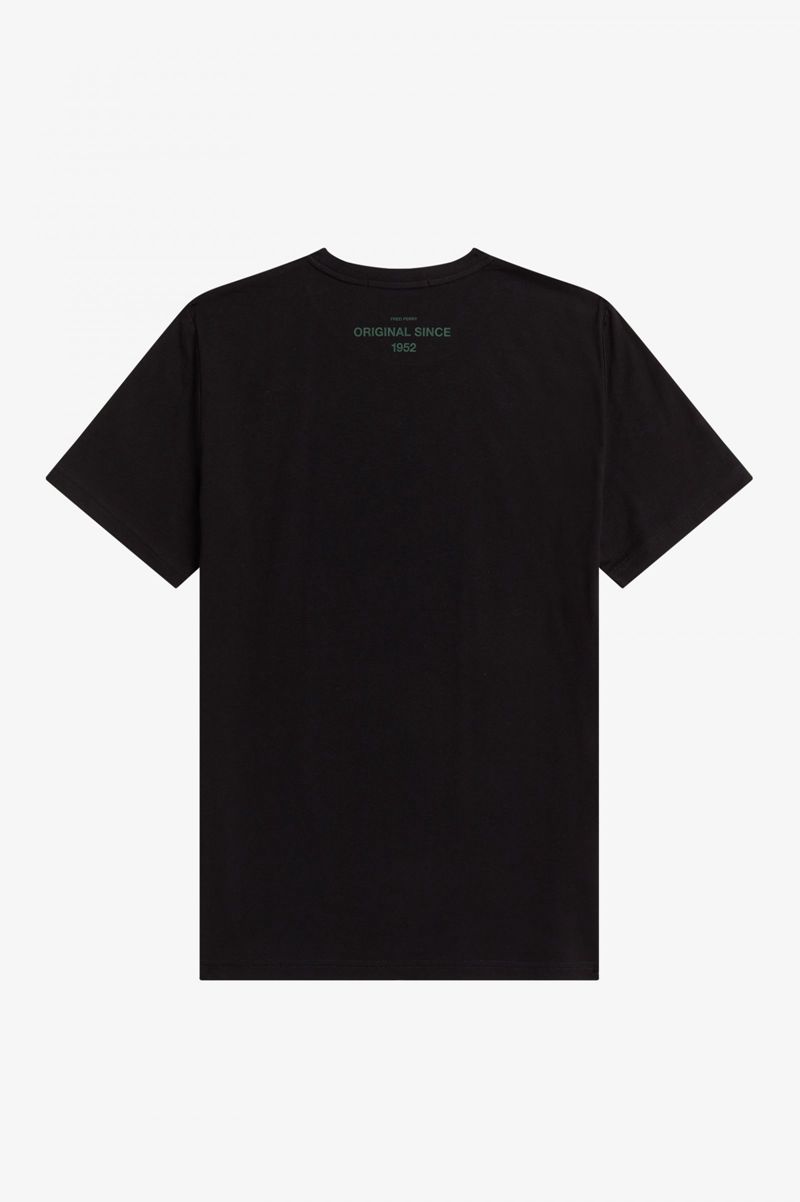 Men's Fred Perry Glitch Graphic T-Shirts Black | 1243895-AJ