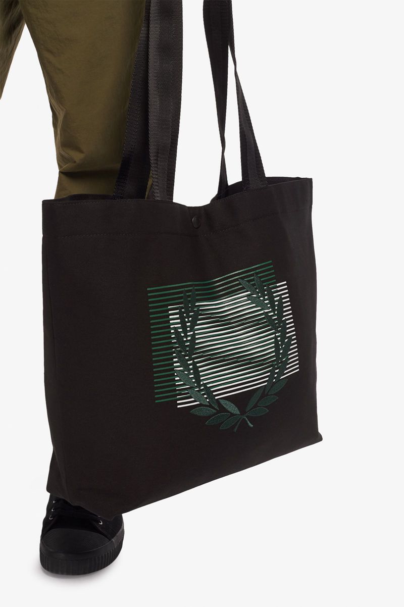 Men's Fred Perry Glitch Graphic Tote Bags Black | 7608513-NO