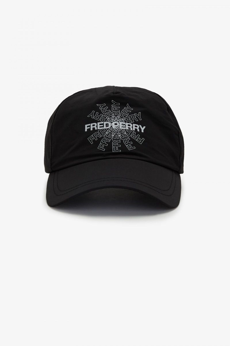 Men's Fred Perry Graphic Print Hats Black | 9451302-WK