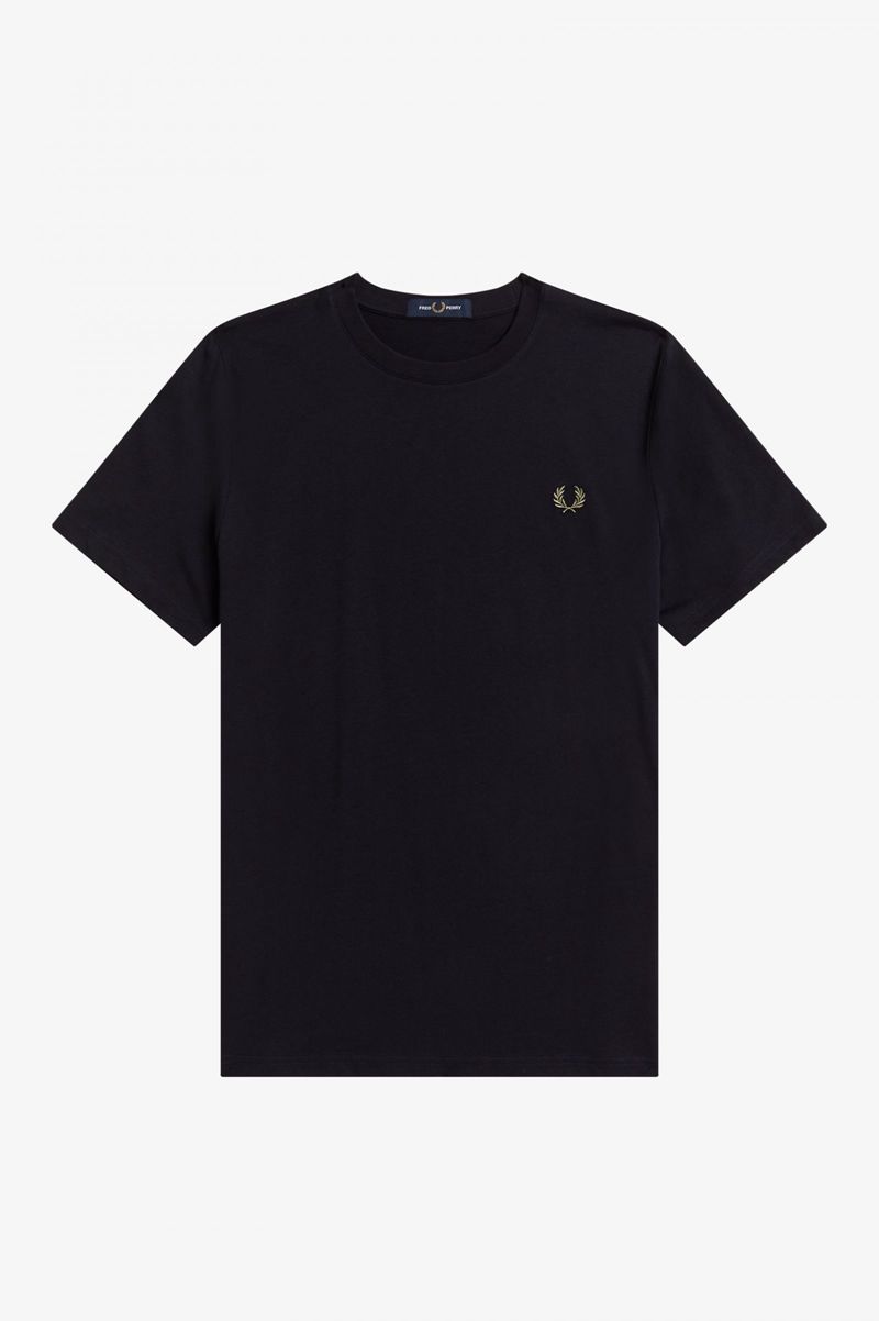 Men\'s Fred Perry Graphic Print T-Shirts Navy | 1952406-GX