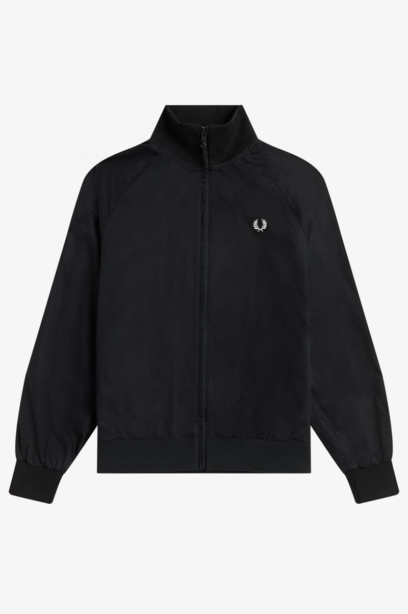 Men's Fred Perry Graphic Print Zip Through Jackets Black | 8942317-OC