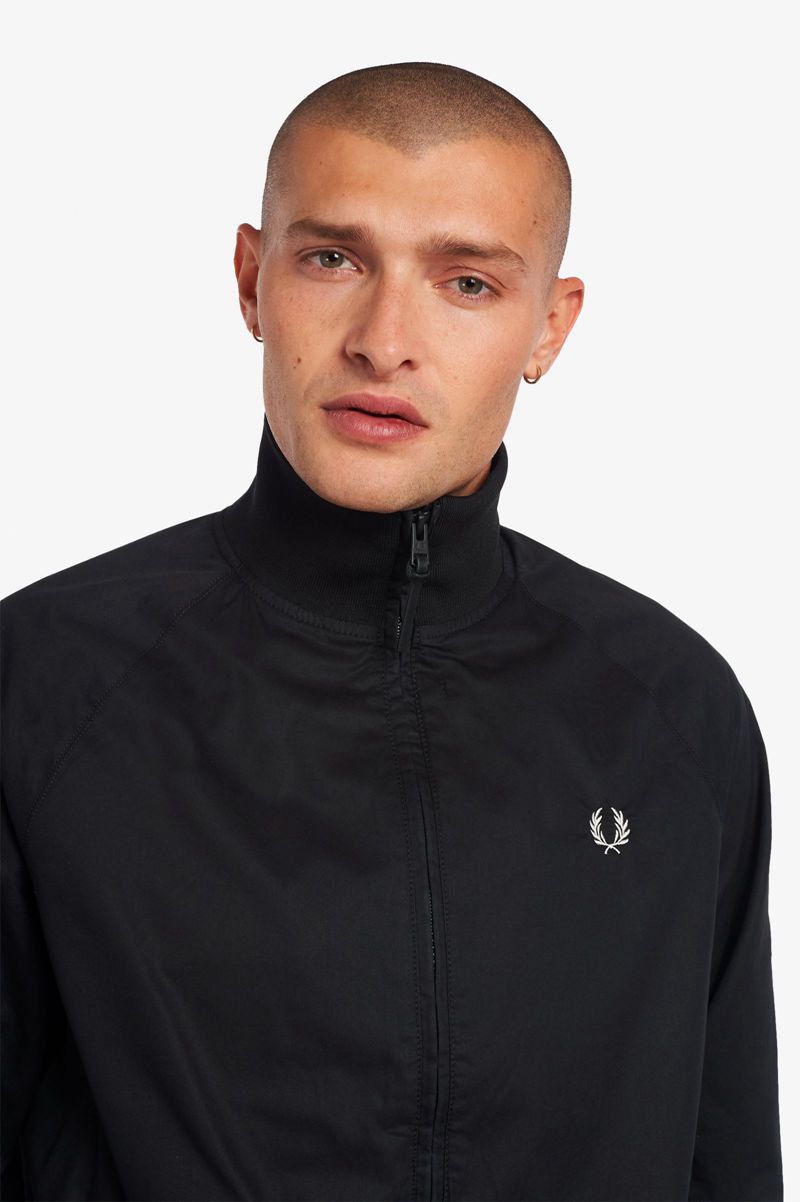 Men's Fred Perry Graphic Print Zip Through Jackets Black | 8942317-OC