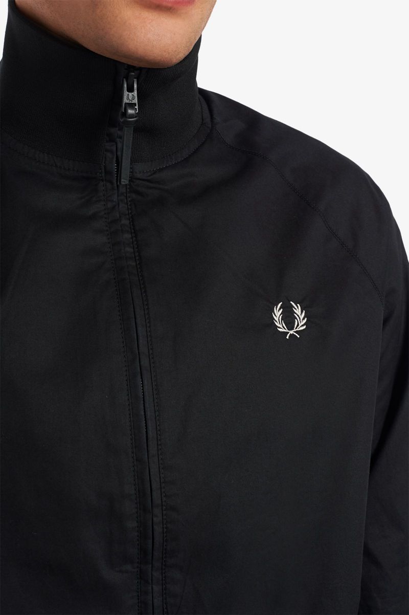 Men's Fred Perry Graphic Print Zip Through Jackets Black | 8942317-OC