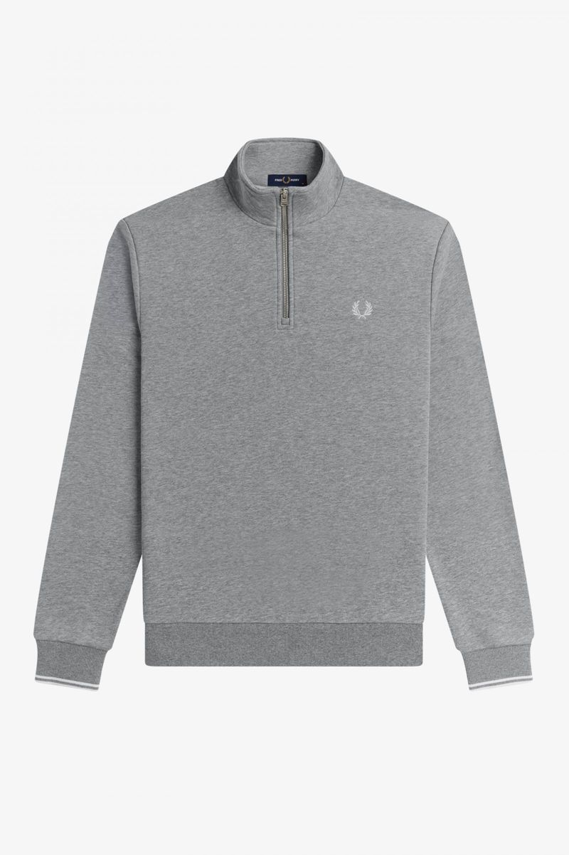 Men's Fred Perry Half Zip Sweatshirts Grey | 2375964-SJ