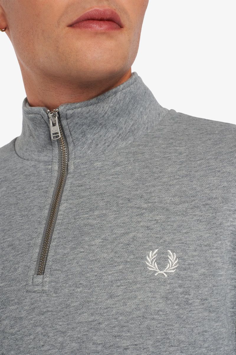 Men's Fred Perry Half Zip Sweatshirts Grey | 2375964-SJ