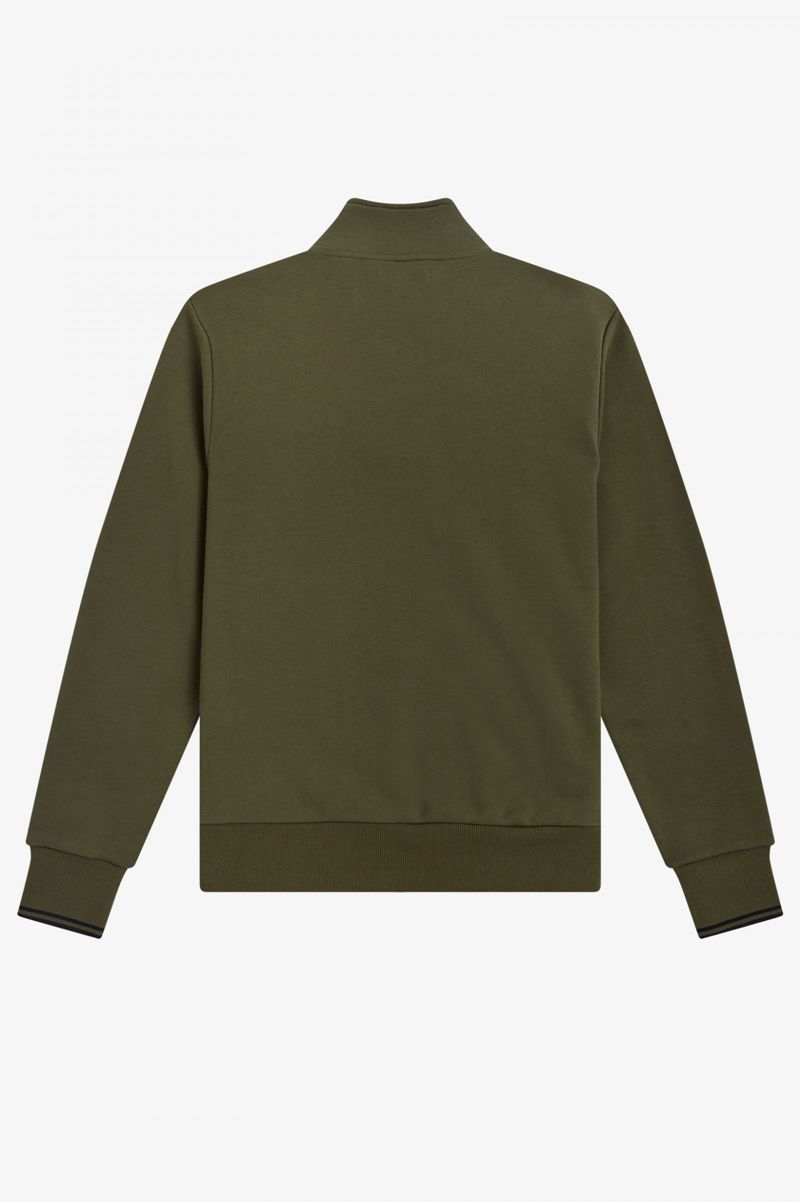 Men's Fred Perry Half Zip Sweatshirts Green | 4561079-EP