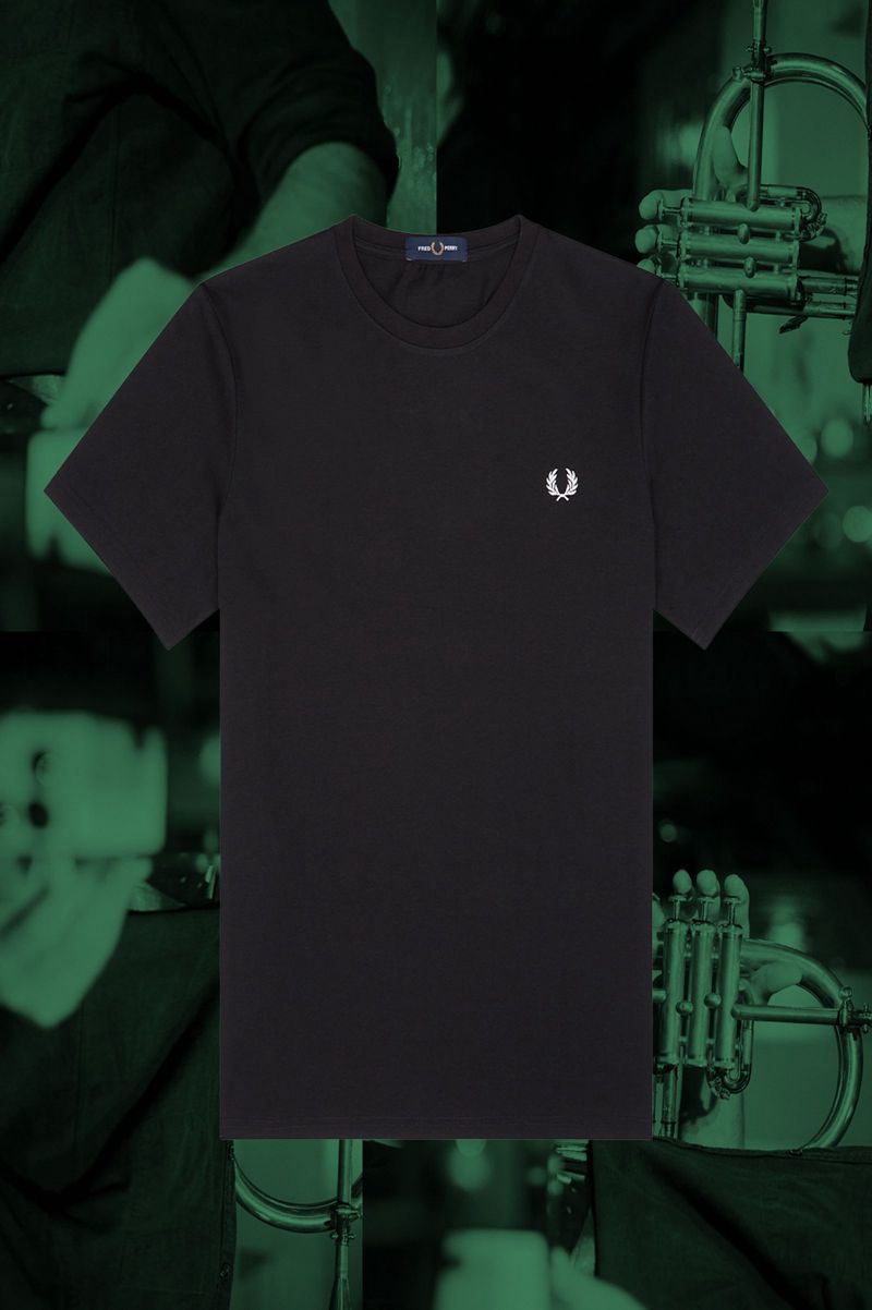 Men's Fred Perry Hamburg Ringer T-Shirts Black | 3910862-MG