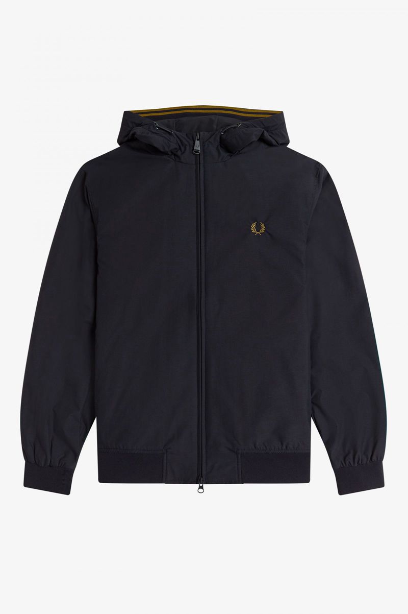 Men's Fred Perry Hooded Brentham Jackets Navy | 9357801-PB