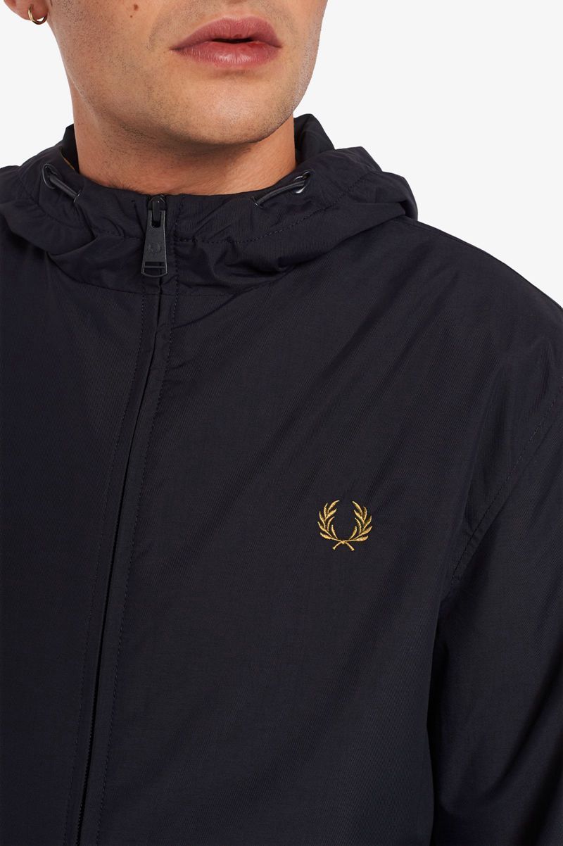 Men's Fred Perry Hooded Brentham Jackets Navy | 9357801-PB