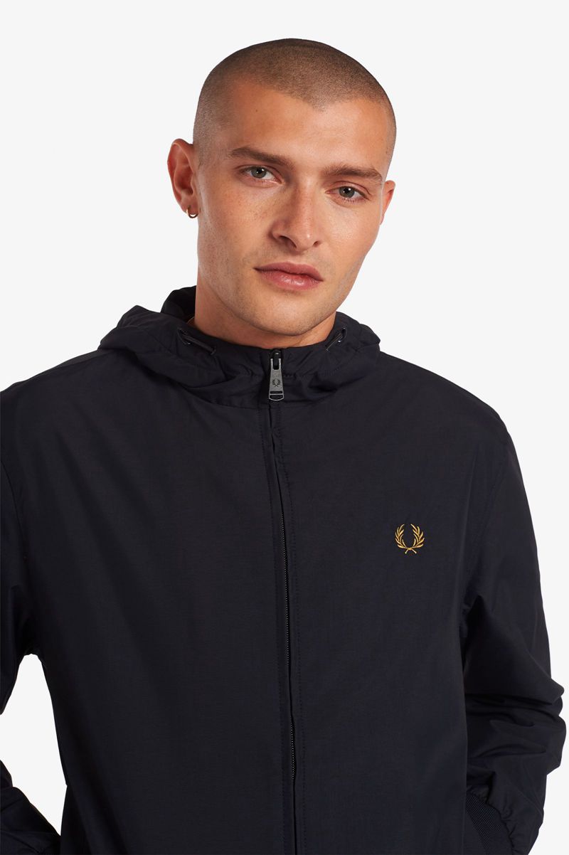 Men's Fred Perry Hooded Brentham Jackets Navy | 9357801-PB