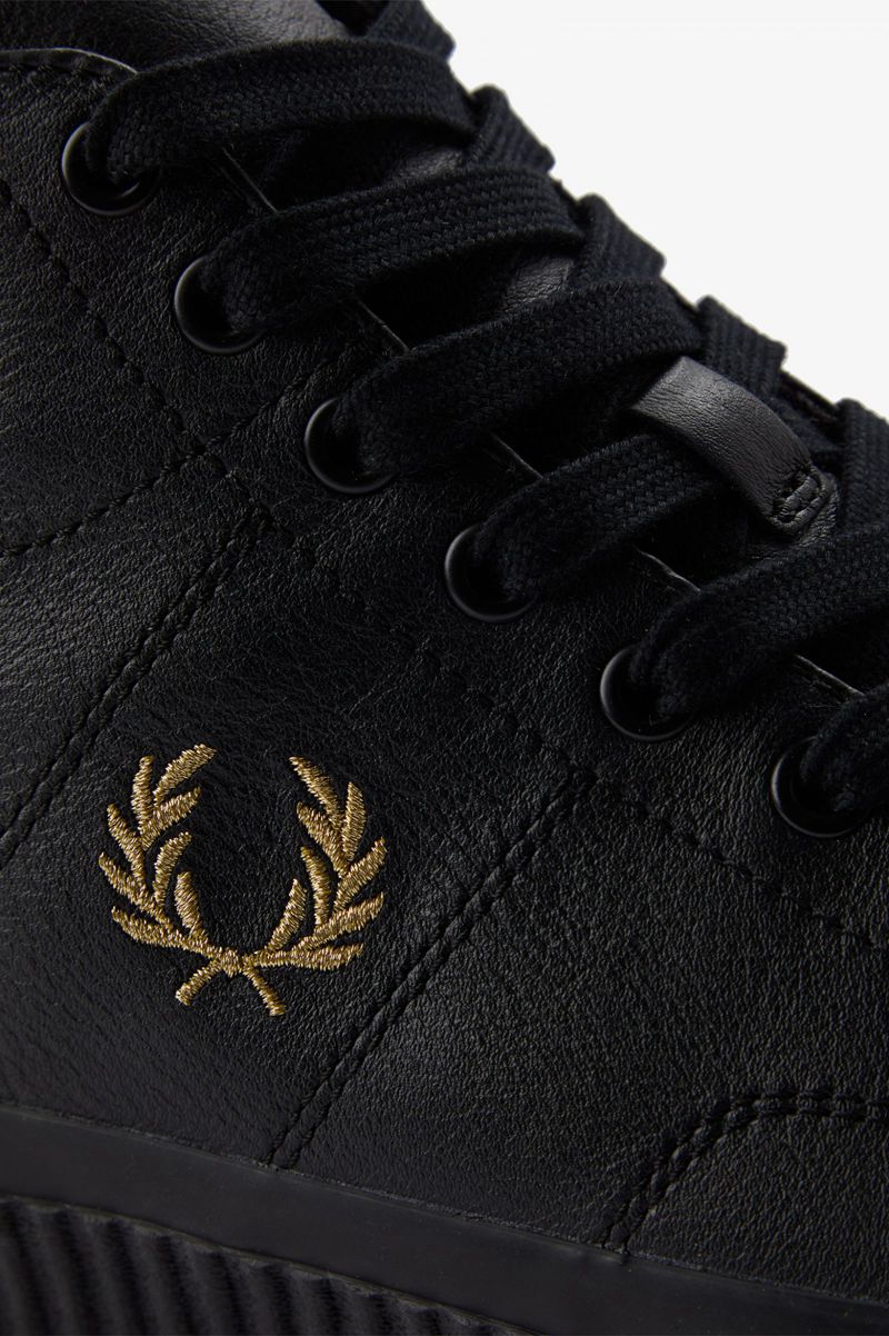 Men's Fred Perry Hughes Mid Shoes Black | 9073458-ZJ