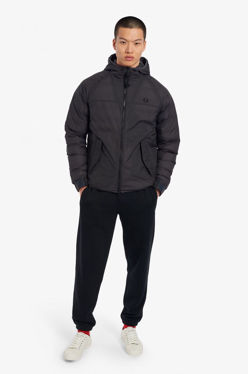 Men's Fred Perry Insulated Hooded Jackets Black | 6042193-QL