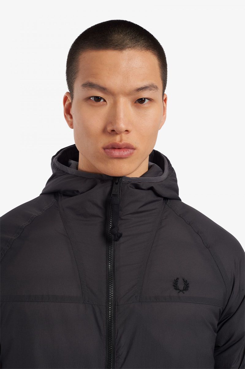 Men's Fred Perry Insulated Hooded Jackets Black | 6042193-QL