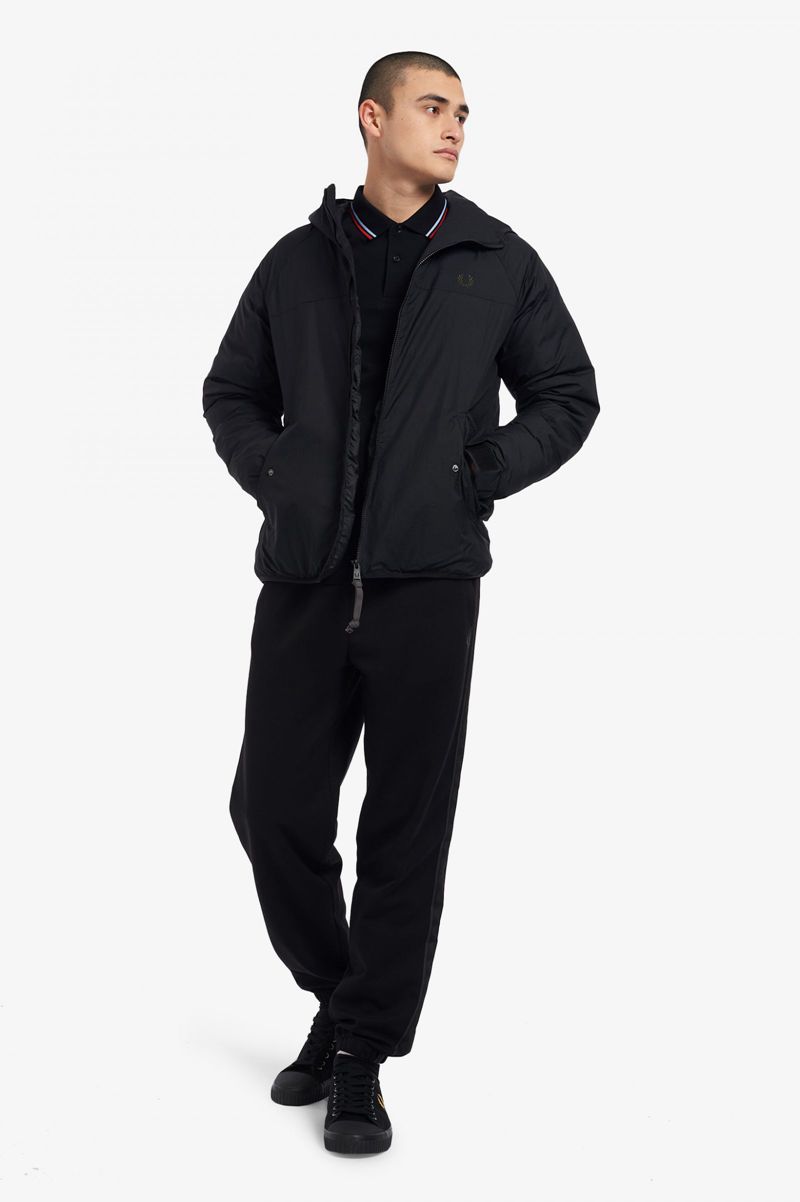 Men's Fred Perry Insulated Hooded Jackets Black | 9362758-CK