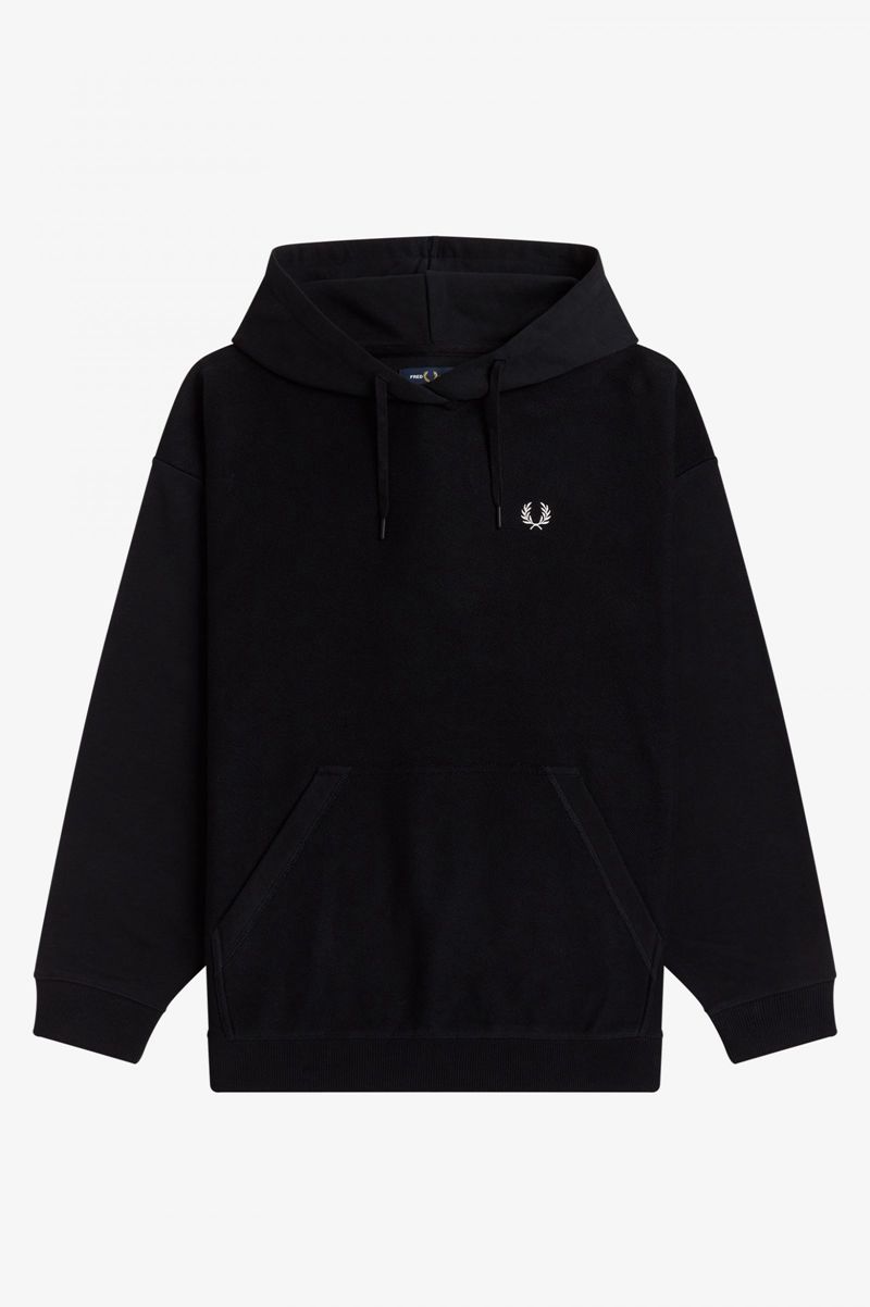 Men's Fred Perry Internal Detail Hooded Sweatshirts Black | 4720351-YN